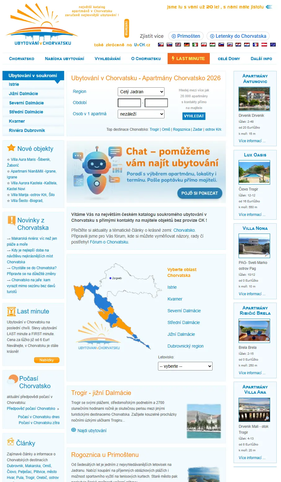 Češki portal Ubytovani v Chorvatsku